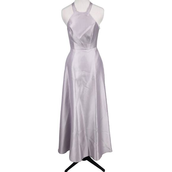 Alfred Sung D763 Modern Lace Up Back Bridesmaid Dress in Moondance Size 4 - Picture 2 of 6